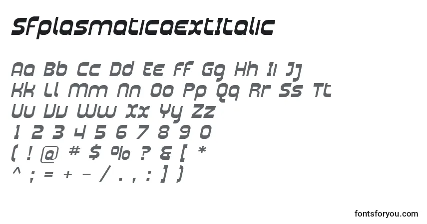 A fonte SfplasmaticaextItalic – alfabeto, números, caracteres especiais
