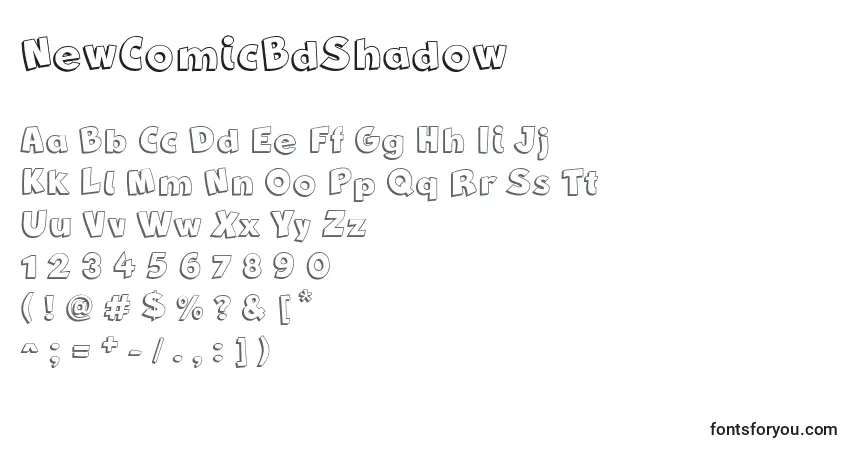 Шрифт NewComicBdShadow – алфавит, цифры, специальные символы