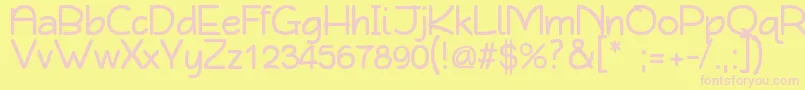 QarmicSansAbridged-fontti – vaaleanpunaiset fontit keltaisella taustalla