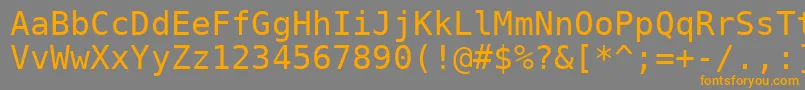 フォントVeramono – オレンジの文字は灰色の背景にあります。