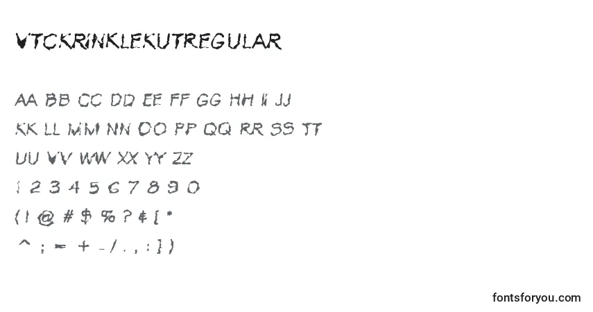 Czcionka VtcKrinkleKutRegular – alfabet, cyfry, specjalne znaki
