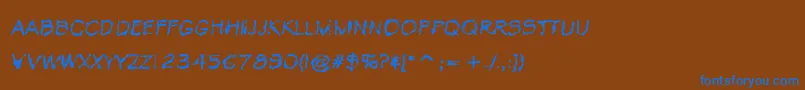 VtcKrinkleKutRegular-Schriftart – Blaue Schriften auf braunem Hintergrund