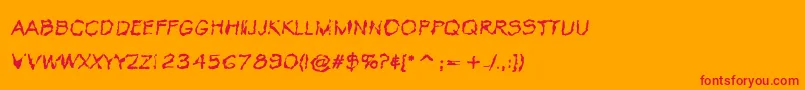 フォントVtcKrinkleKutRegular – オレンジの背景に赤い文字