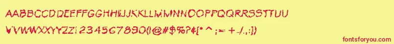 VtcKrinkleKutRegular Font – Red Fonts on Yellow Background