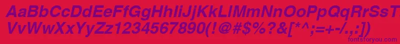 Czcionka AgLettericaBoldObliqueBold – fioletowe czcionki na czerwonym tle