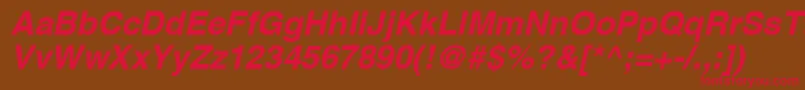 フォントAgLettericaBoldObliqueBold – 赤い文字が茶色の背景にあります。