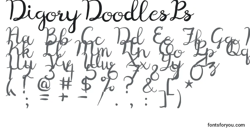 A fonte DigoryDoodlesPs – alfabeto, números, caracteres especiais