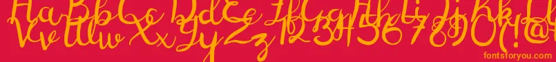 DigoryDoodlesPs Font – Orange Fonts on Red Background