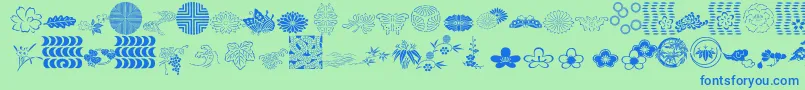 JapaneseGardenOrnmntItcTt Font – Blue Fonts on Green Background