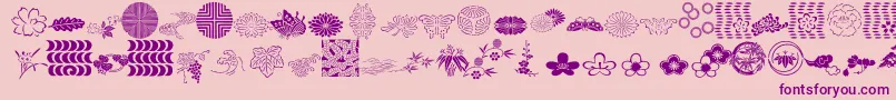 JapaneseGardenOrnmntItcTt-Schriftart – Violette Schriften auf rosa Hintergrund