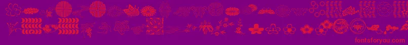 JapaneseGardenOrnmntItcTt-Schriftart – Rote Schriften auf violettem Hintergrund