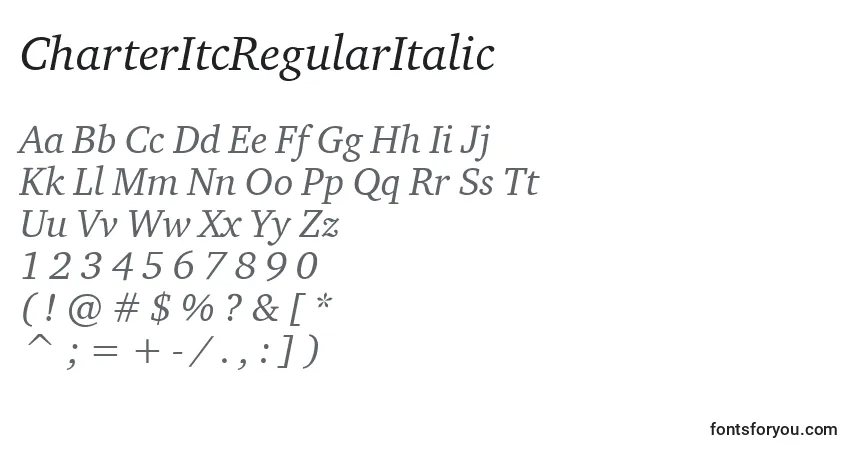 Fuente CharterItcRegularItalic - alfabeto, números, caracteres especiales