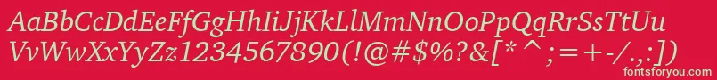 フォントCharterItcRegularItalic – 赤い背景に緑の文字