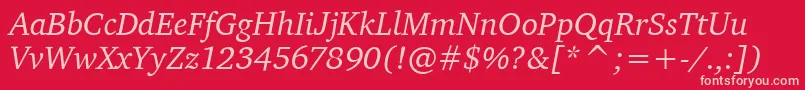 フォントCharterItcRegularItalic – 赤い背景にピンクのフォント