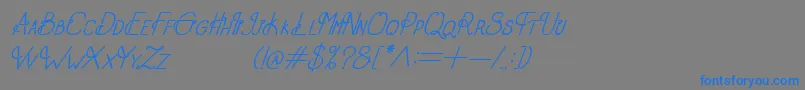 OldAlphaItalic-Schriftart – Blaue Schriften auf grauem Hintergrund