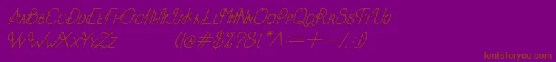 OldAlphaItalic-Schriftart – Braune Schriften auf violettem Hintergrund