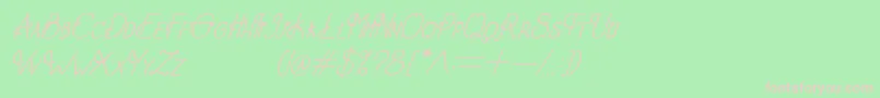 OldAlphaItalic-fontti – vaaleanpunaiset fontit vihreällä taustalla