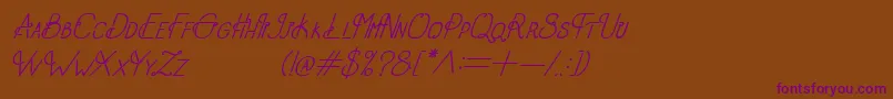 OldAlphaItalic Font – Purple Fonts on Brown Background