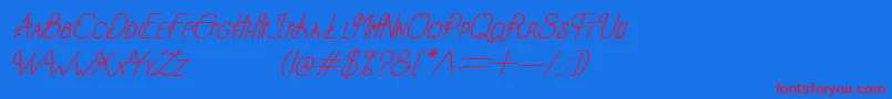 Więcej informacji o czcionce OldAlphaItalic Czcionka OldAlphaItalic – czerwone czcionki na niebieskim tle