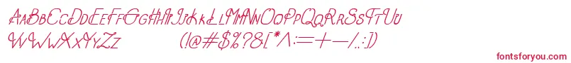 フォントOldAlphaItalic – 白い背景に赤い文字