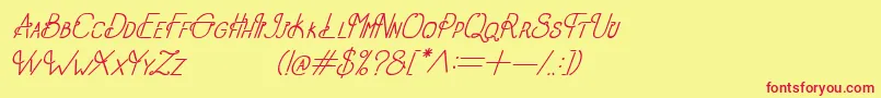 OldAlphaItalic-fontti – punaiset fontit keltaisella taustalla
