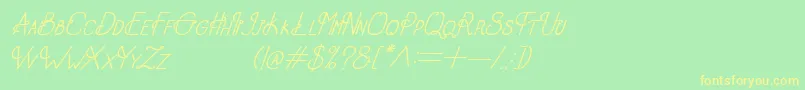 OldAlphaItalicフォントについての詳細 フォントOldAlphaItalic – 黄色の文字が緑の背景にあります