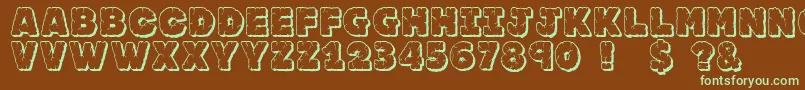 Jfrockoutcrop-fontti – vihreät fontit ruskealla taustalla