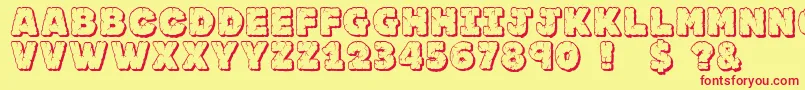 Jfrockoutcrop-fontti – punaiset fontit keltaisella taustalla
