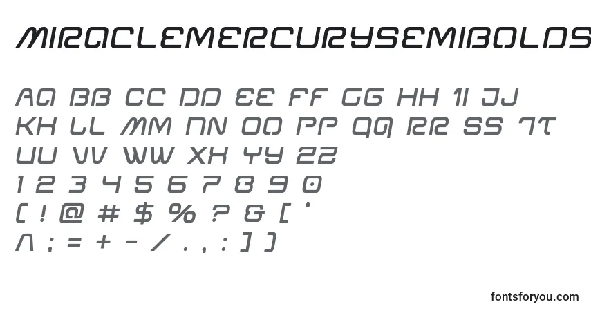 Miraclemercurysemiboldsemitalフォント–アルファベット、数字、特殊文字