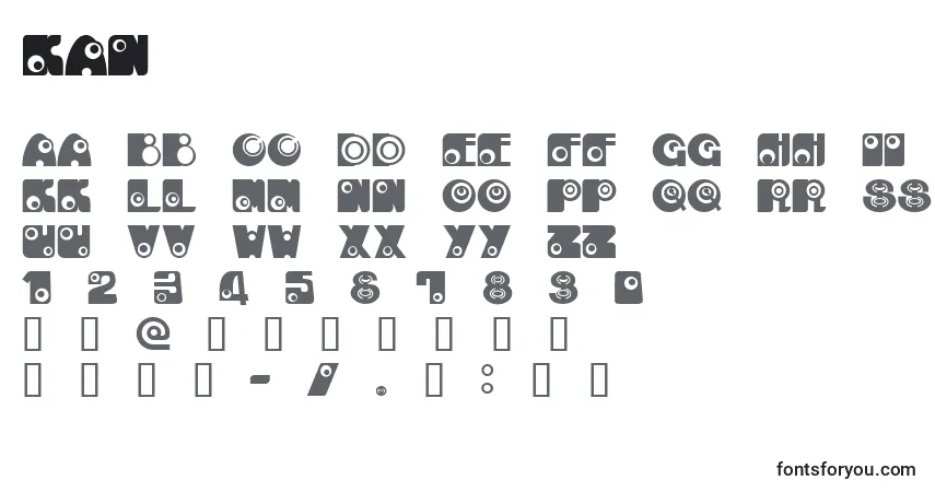 Schriftart Kan – Alphabet, Zahlen, spezielle Symbole