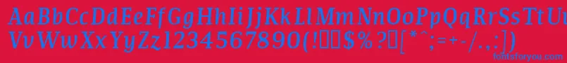 Commi Font – Blue Fonts on Red Background