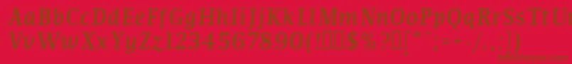 Commi-fontti – ruskeat fontit punaisella taustalla
