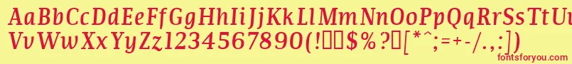 Commi Font – Red Fonts on Yellow Background