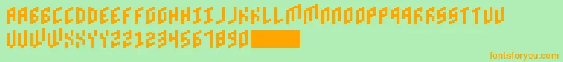 BrickBold-Schriftart – Orangefarbene Schriften auf grünem Hintergrund