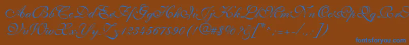 ShelleyLtVolanteScript Font – Blue Fonts on Brown Background