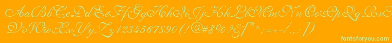 ShelleyLtVolanteScript Font – Green Fonts on Orange Background