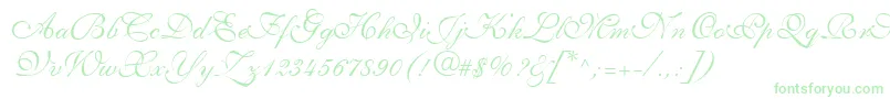 Fonte ShelleyLtVolanteScript – fontes verdes em um fundo branco