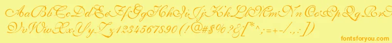 ShelleyLtVolanteScript Font – Orange Fonts on Yellow Background