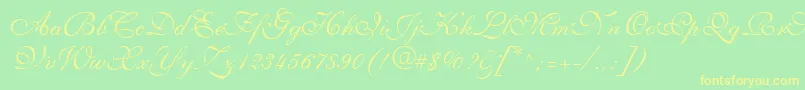 ShelleyLtVolanteScript Font – Yellow Fonts on Green Background