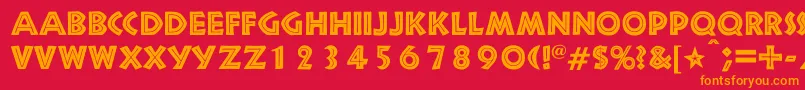 フォントNewsel – 赤い背景にオレンジの文字