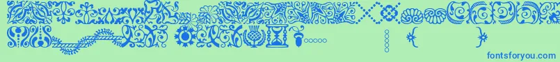 フォントAdobeCaslonOrnaments – 青い文字は緑の背景です。
