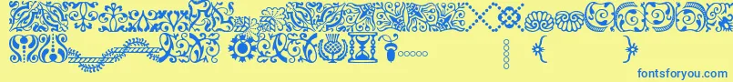 AdobeCaslonOrnaments-fontti – siniset fontit keltaisella taustalla