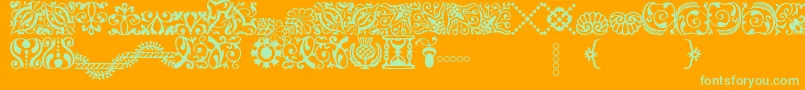 AdobeCaslonOrnaments Font – Green Fonts on Orange Background