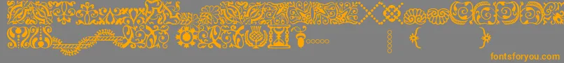 AdobeCaslonOrnaments-Schriftart – Orangefarbene Schriften auf grauem Hintergrund