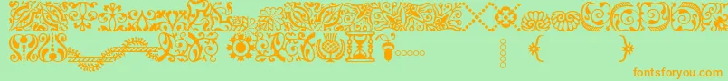 フォントAdobeCaslonOrnaments – オレンジの文字が緑の背景にあります。
