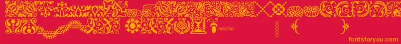 フォントAdobeCaslonOrnaments – 赤い背景にオレンジの文字