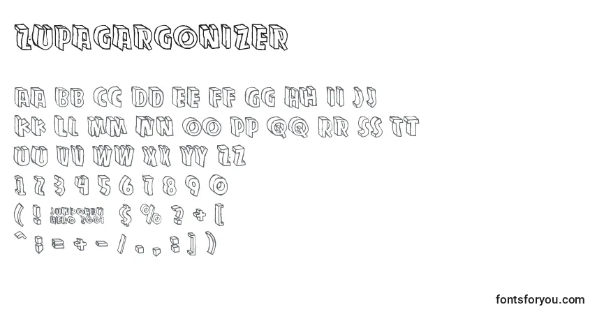A fonte Zupagargonizer – alfabeto, números, caracteres especiais