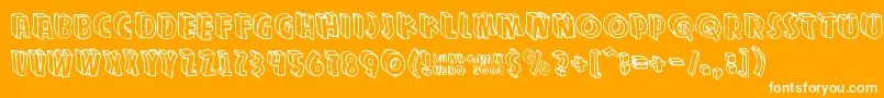 Zupagargonizer-Schriftart – Weiße Schriften auf orangefarbenem Hintergrund