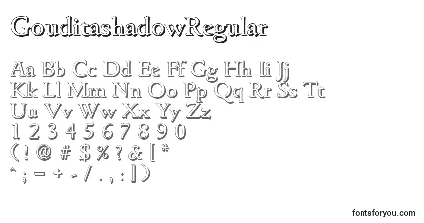 Шрифт GouditashadowRegular – алфавит, цифры, специальные символы