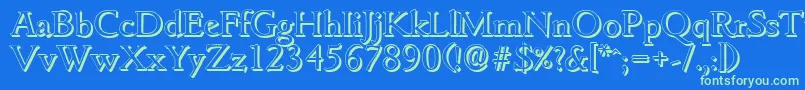 GouditashadowRegular Font – Green Fonts on Blue Background